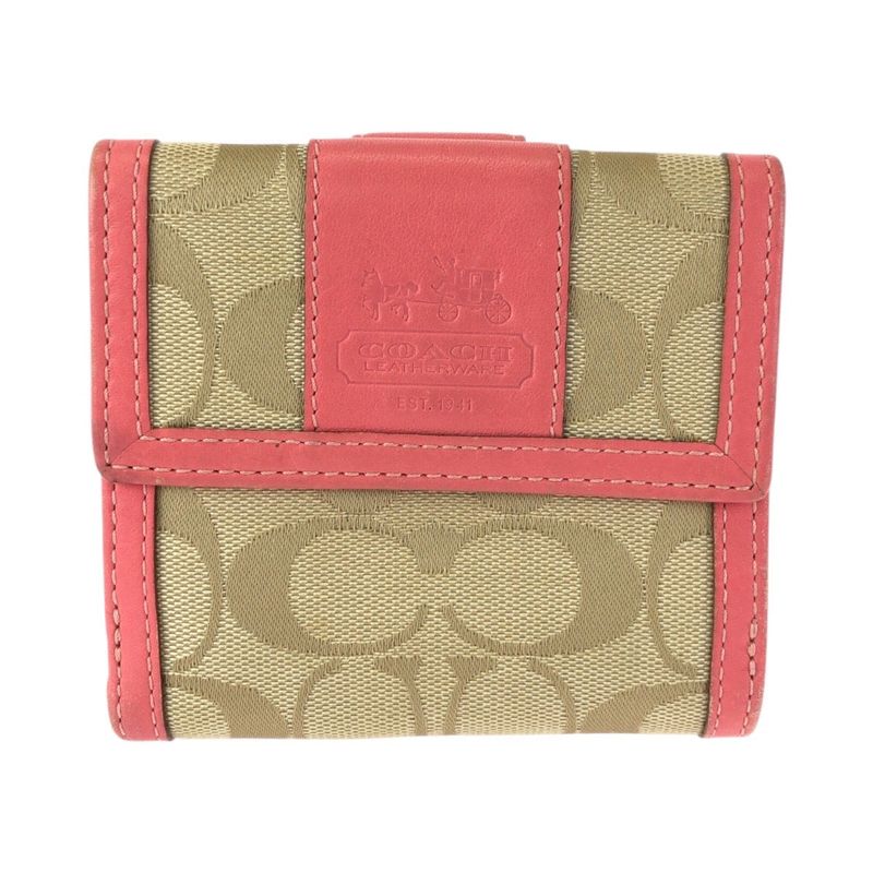Coach Canvas Leather Compact Wallet